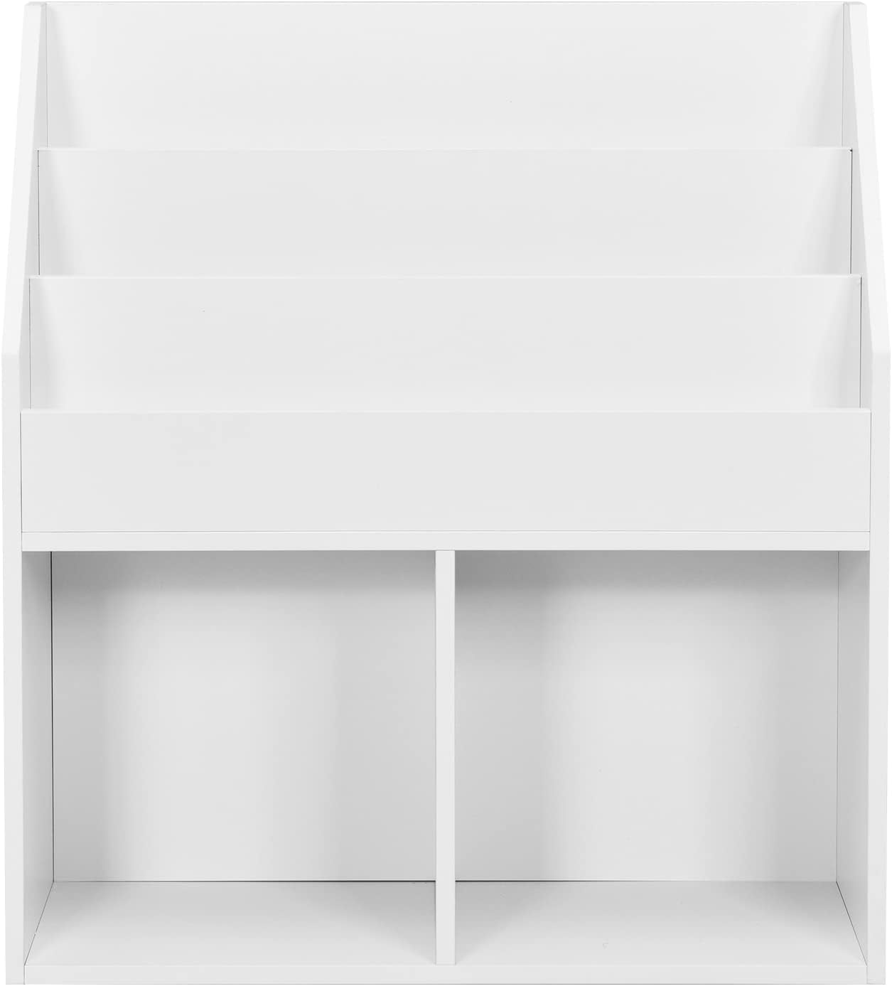 Étagère à Livres Pour Enfants - Bibliothèque Avec Roulettes, Design Ours, Rangement Jouets, Blanc, 60x58x40 Cm