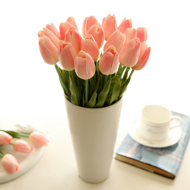 Bouquet de 12 Tulipes artificielles au Toucher réaliste, décoration Parfaite pour Mariage, fête, Maison, Jardin, Bureau (blanc laiteux) - 2