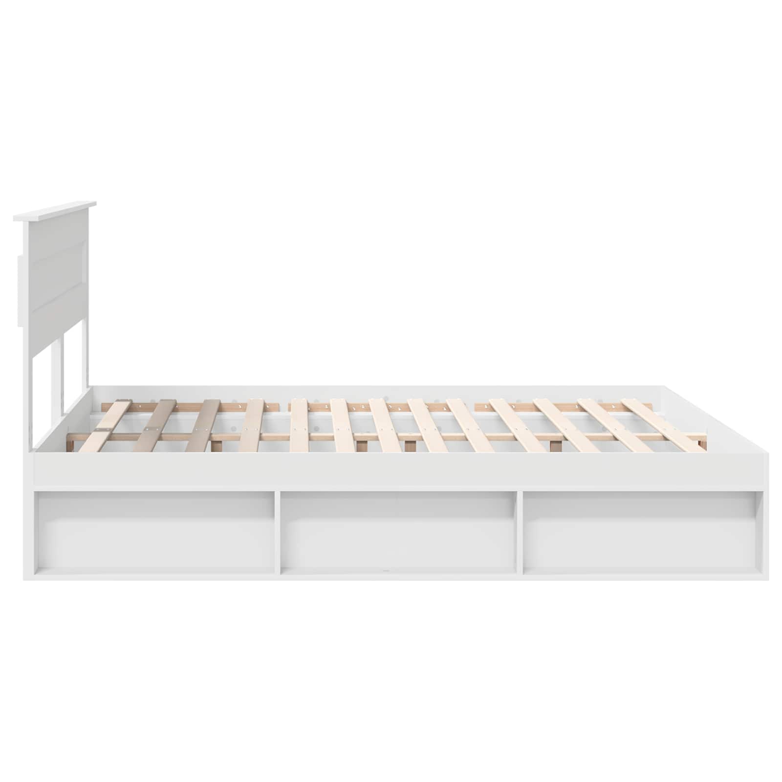 Cadre de lit blanc en bois de pin massif pour la chambre, 180 × 200 cm - 8
