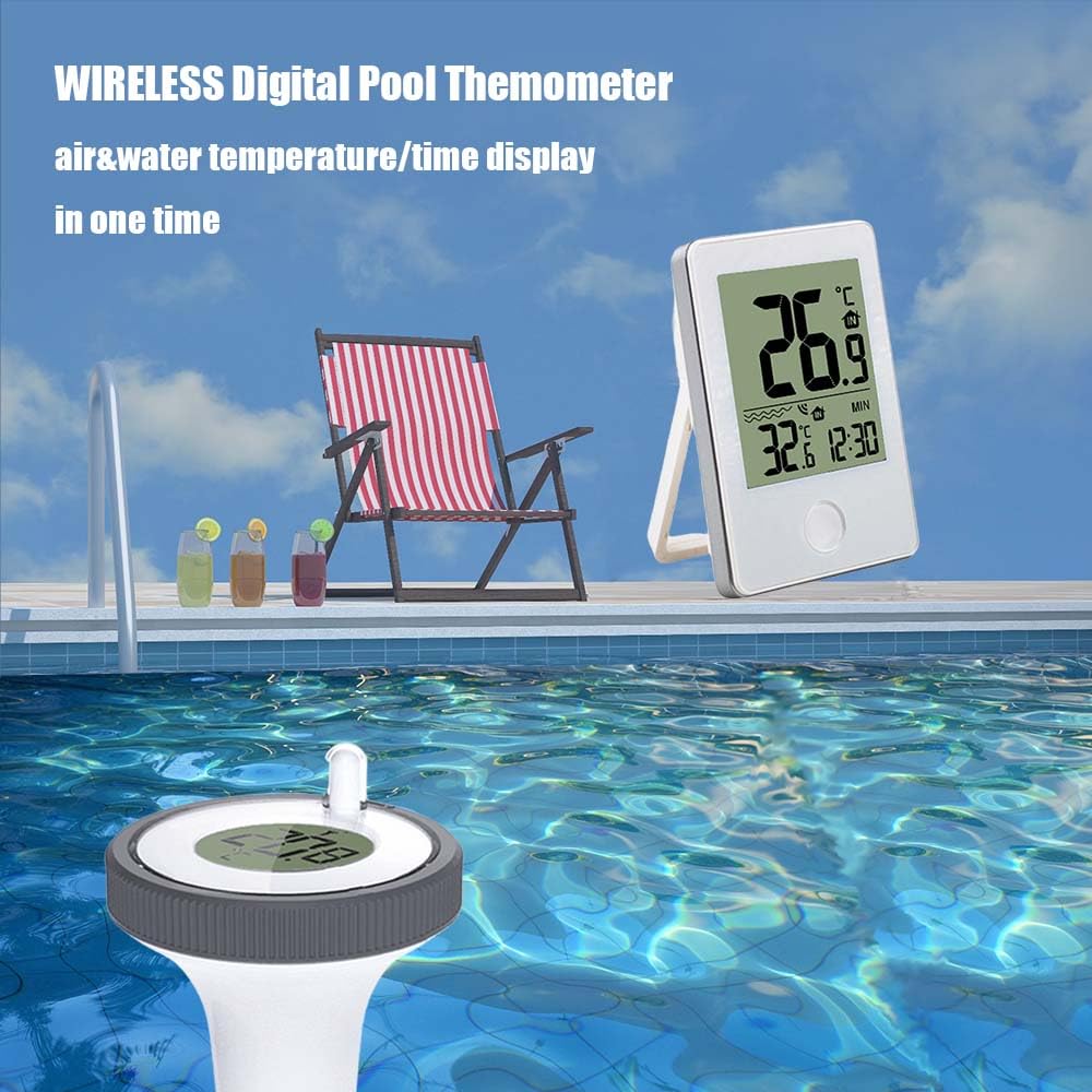 Thermomètre flottant pour piscine - Thermomètre numérique à lecture facile avec affichage de la température et de l'humidité intérieure pour piscines - 3