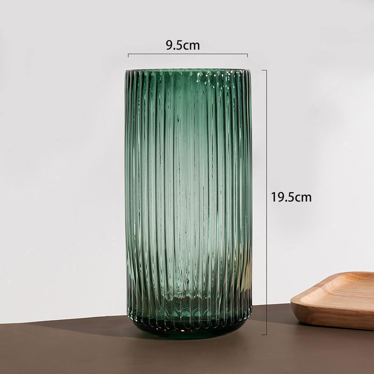 Jarrón de cristal, jarrón decorativo nórdico en cristal transparente, jarrón de columna para arreglos florales, adornos para la decoración de la ofic - 4