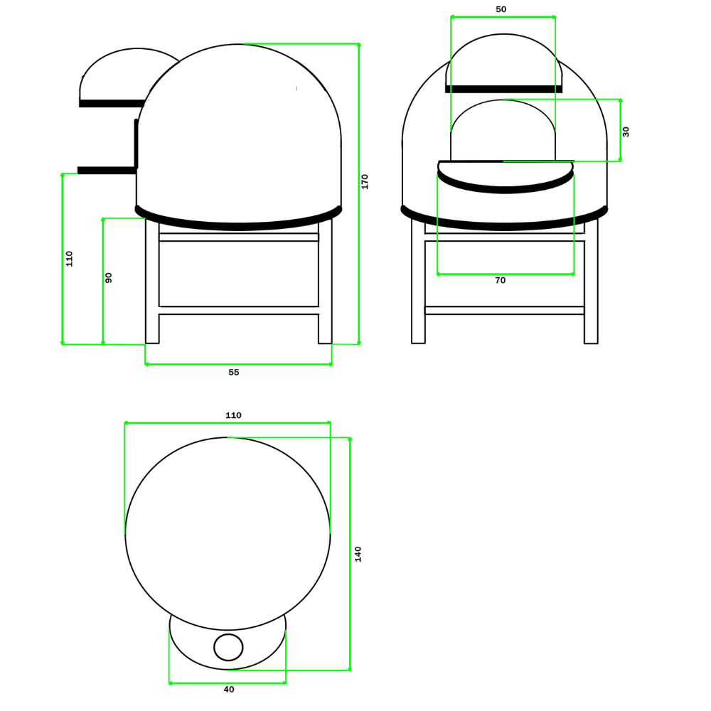 Forno a legna artigianale rivestimento mosaico cotto beige pizza linea wave *** misura : � 80 cm - 2