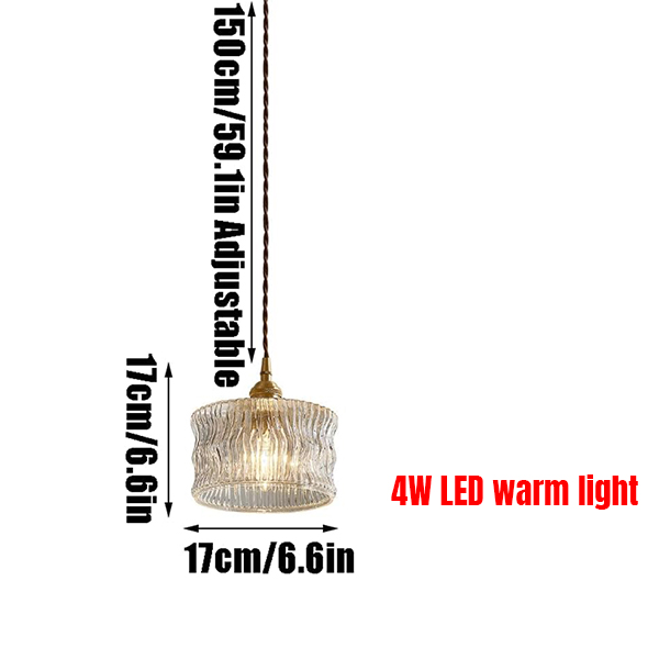 Lampa wisząca LED 4 W z ciepłym światłem – styl retro – regulowana wysokość 1,5 m – idealna do przedpokoju, salonu, na balkon (gwint E27) Ø16 cm) - 2