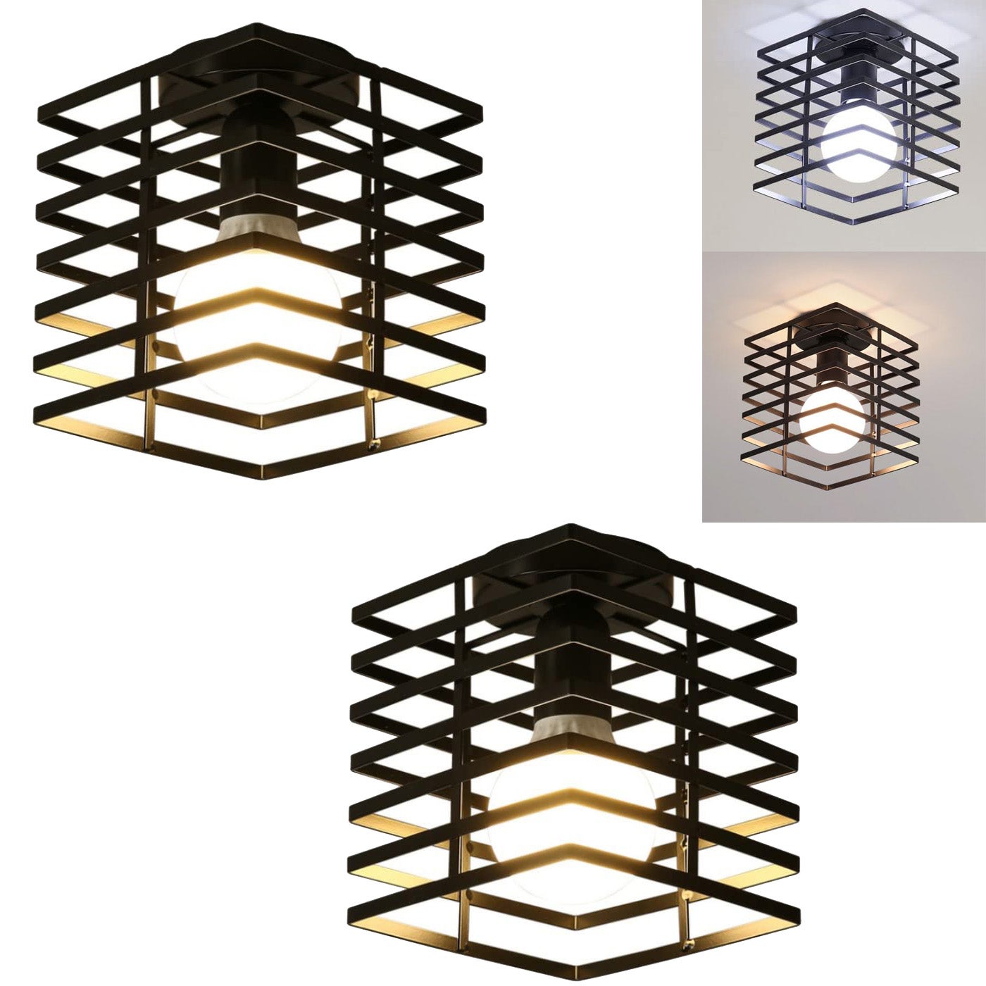 Sztuki przemysłowych lamp sufitowych V żyrandol w stylu wiejskim kwadratowe metalowe lampy sufitowe odpowiednie do salonu korytarza bez żarówki