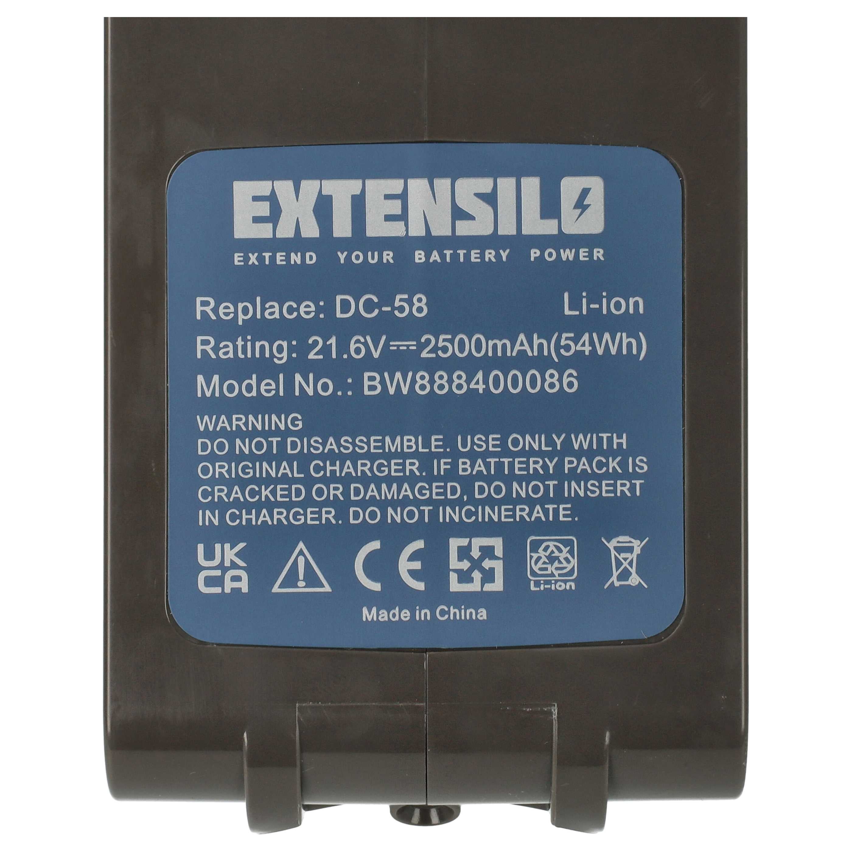 EXTENSILO 1x Batterie compatible avec Dyson V6 Animalpro, V6 Baby+Child, V6 Animal, V6 Absolute aspirateur noir (2500mAh, 21,6V, Li-ion) - 4