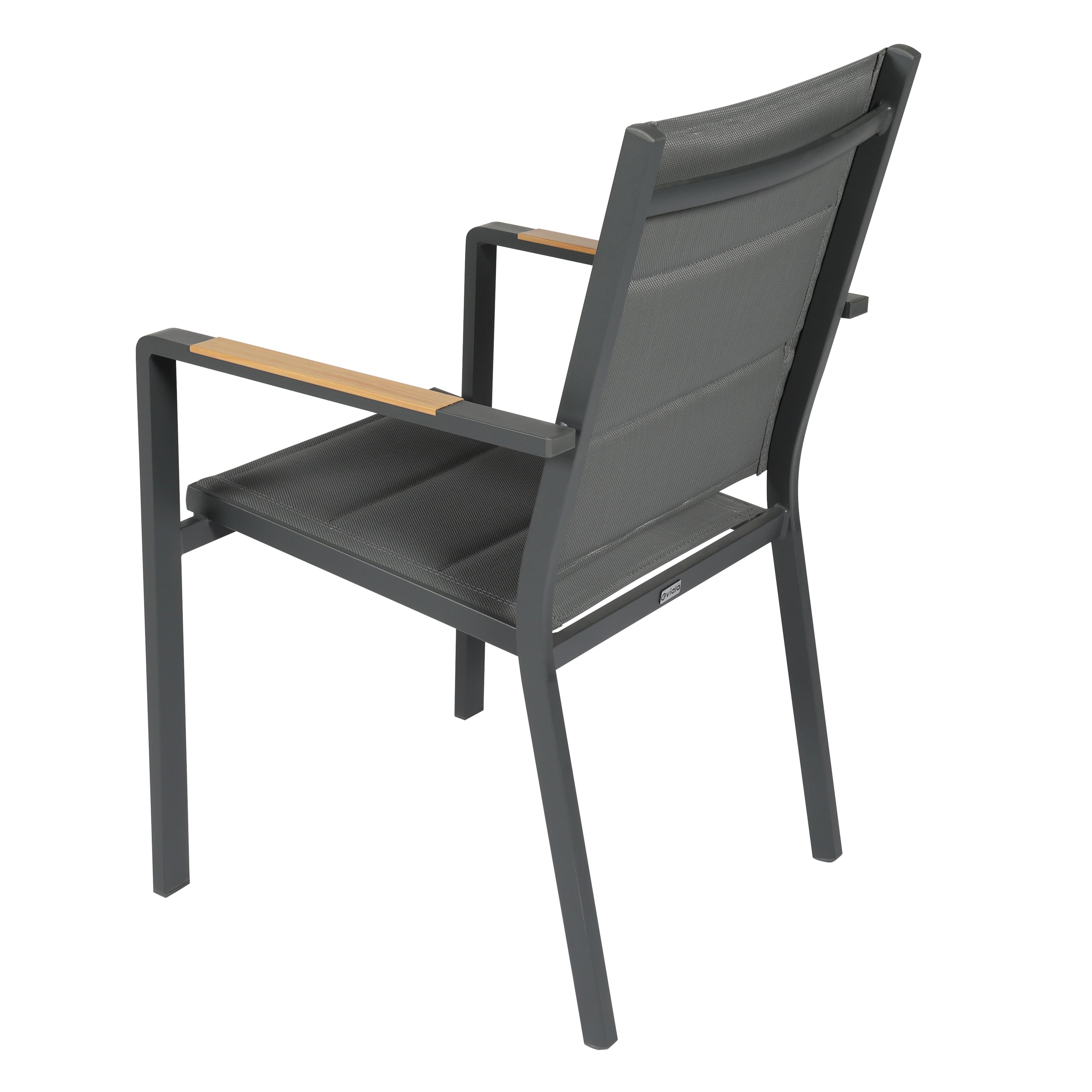 Lot de 2 chaises de jardin en aluminium et textilène gris - 6