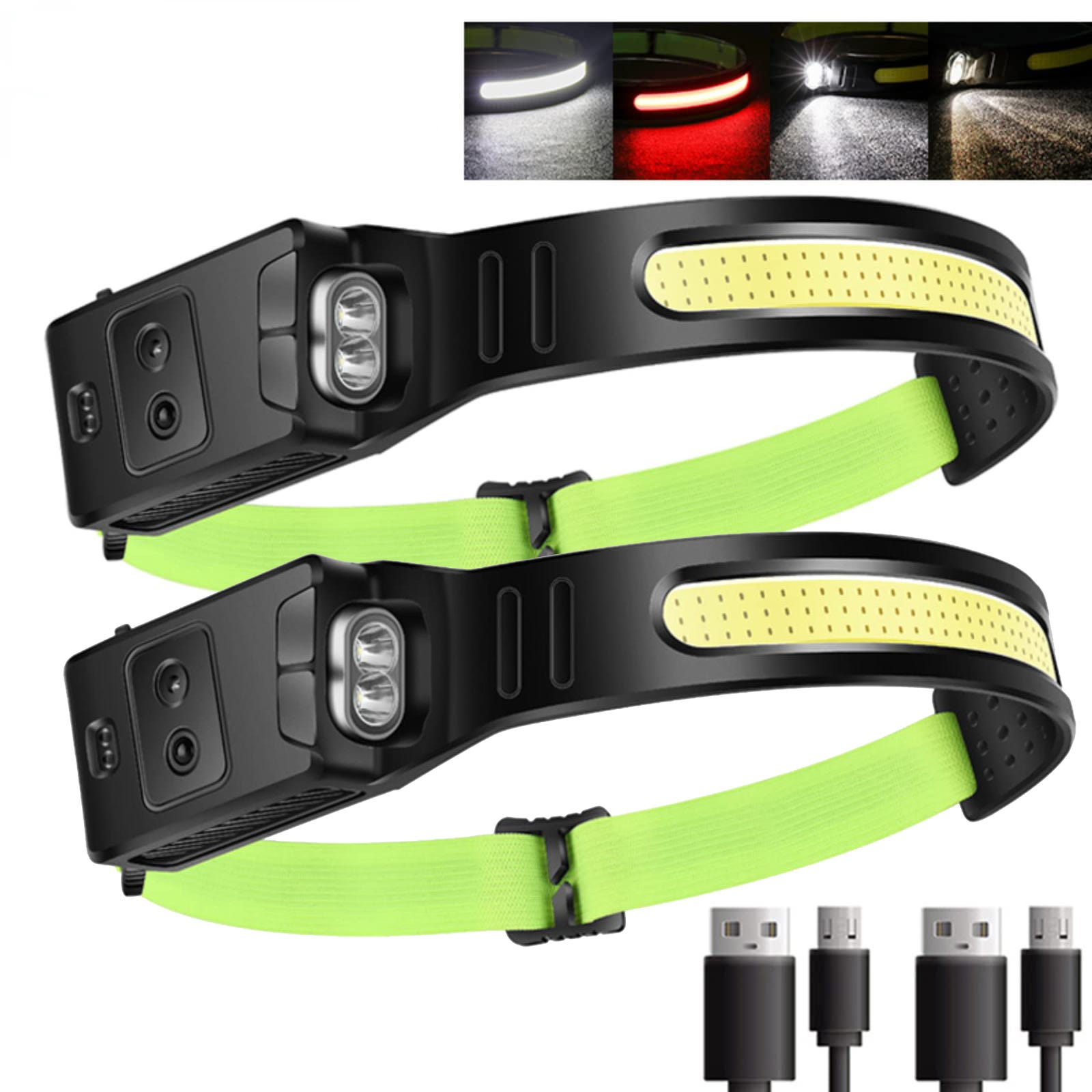 Lampe frontale LED rechargeable extérieure étanche IP67 avec bandeau Lampe frontale LED rechargeable extérieure étanche IP67 avec bandeau