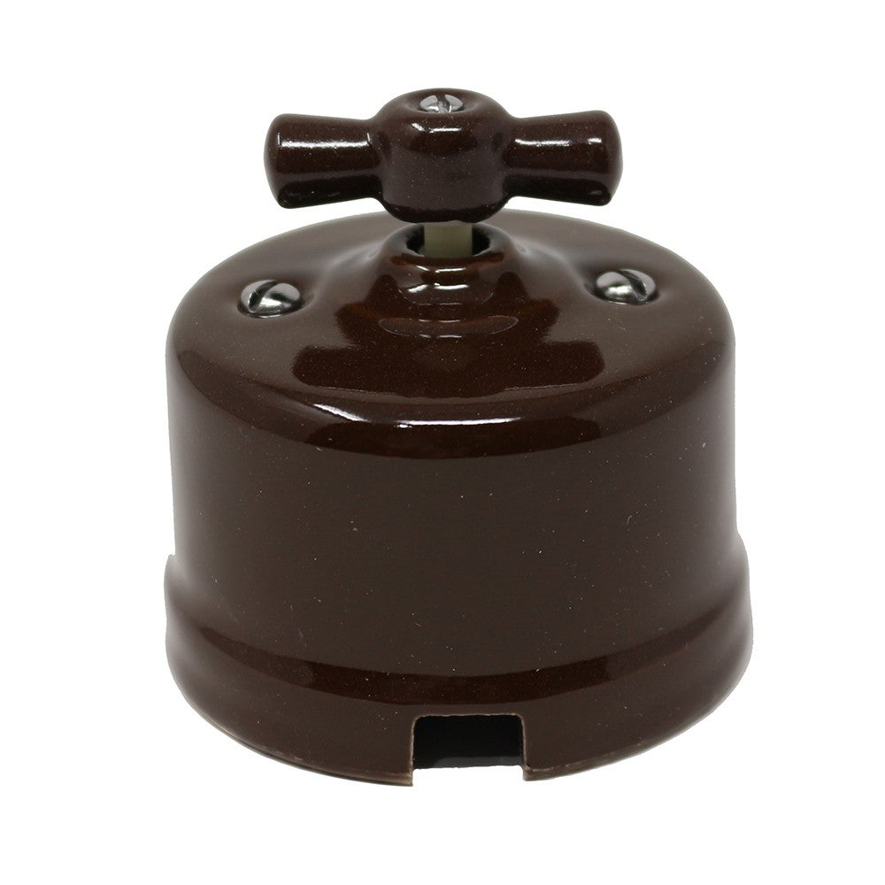 Interruptor Conmutador Vintage Retro Porcelana Marr n Instalaci n 