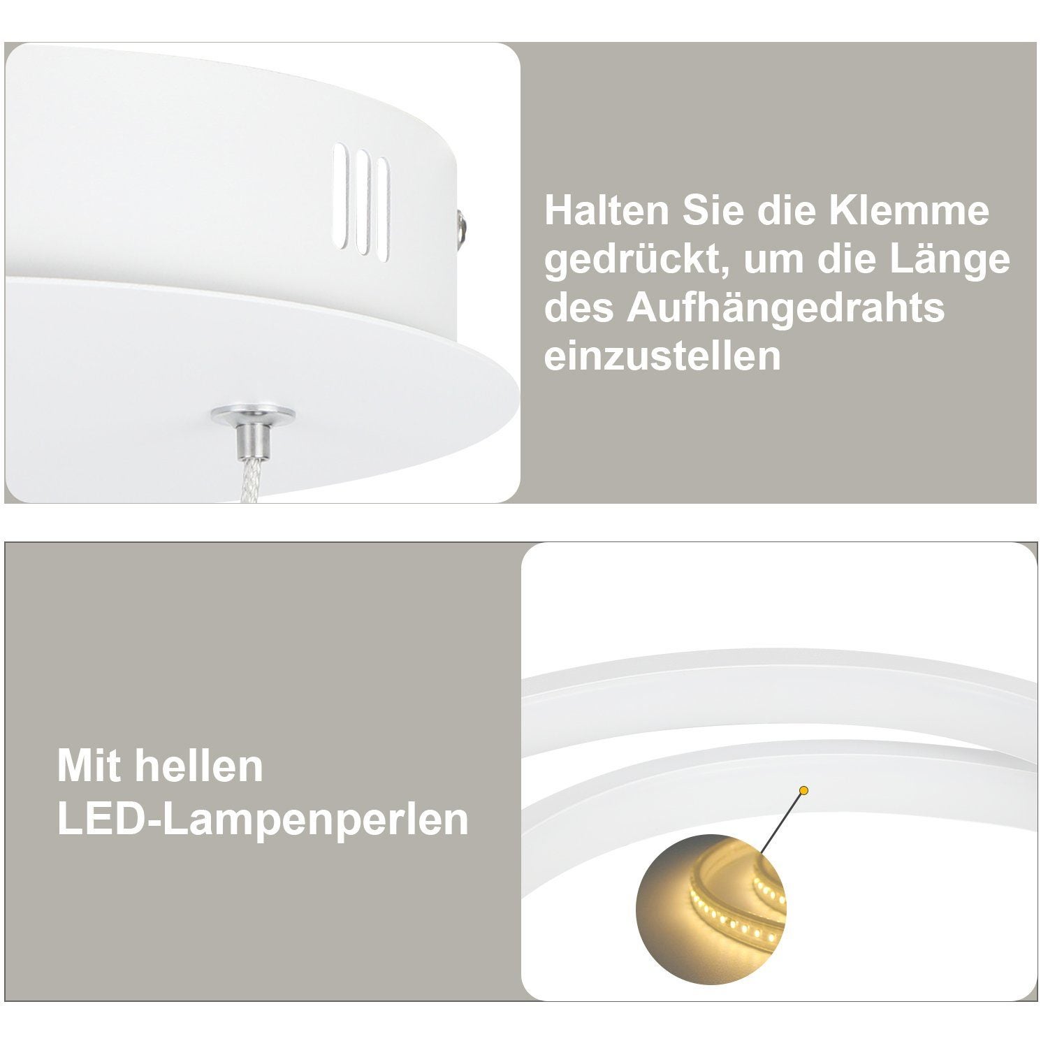 NETTLIFE Lampadario Moderno a Sospensione a LED in Ferro 34W Bianco Diam.40cm Dimmerabile Un Design Creativo per Soggiorno Camera da Letto Cucina - 6