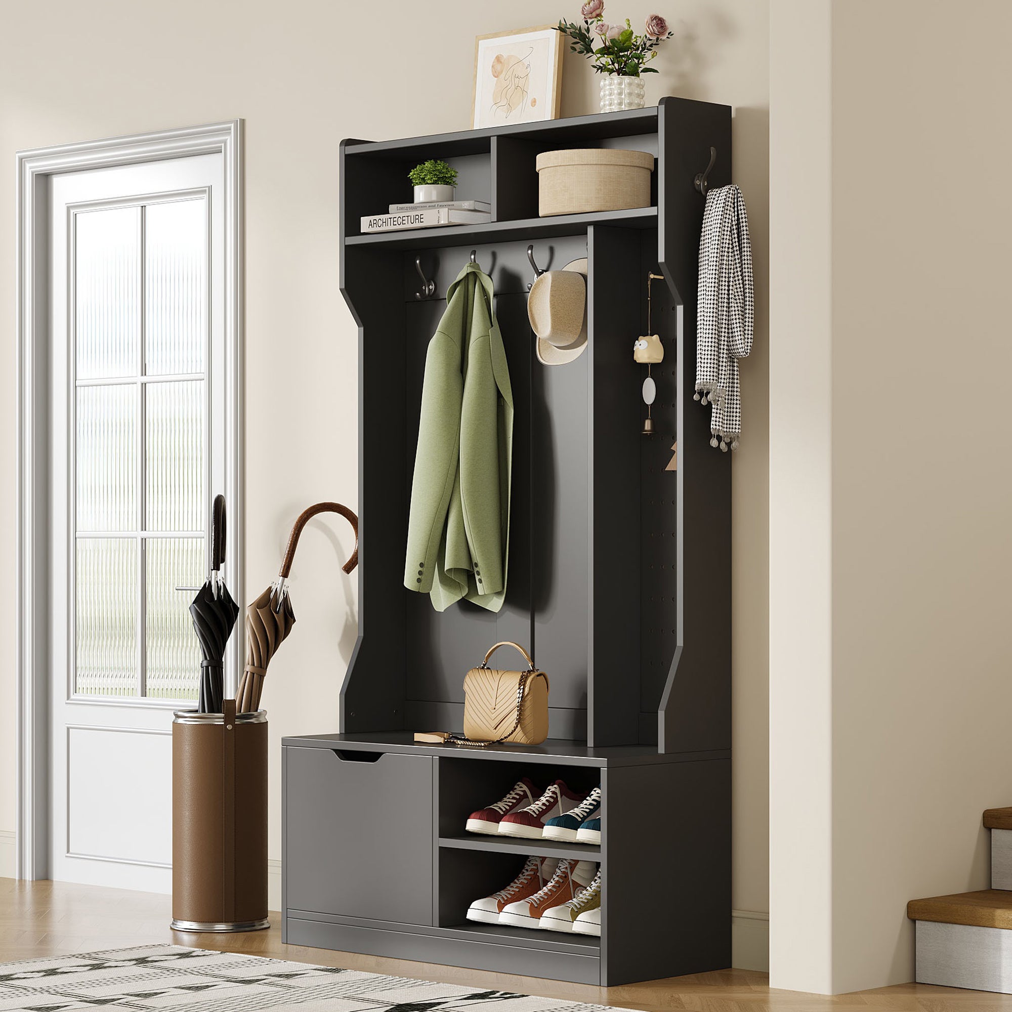 OKWISH Meuble à chaussures 100×34×69cm - Banc à chaussures moderne avec OKWISH Meuble à chaussures 100×34×69cm - Banc à chaussures moderne avec