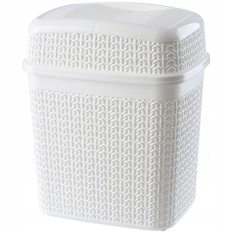 KOSZ NA ŚMIECI ŁAZIENKOWY 5L BIAŁY DO ŁAZIENKI WC ŚMIETNIK UCHYLNY Z KLAPĄ