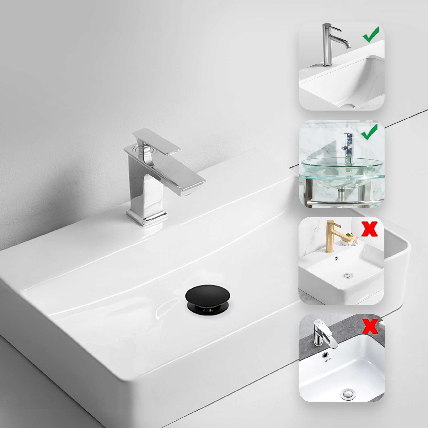 Balneo Bonde clic-clac sans trop-plein, pour lavabo, finition gold, laiton - 5