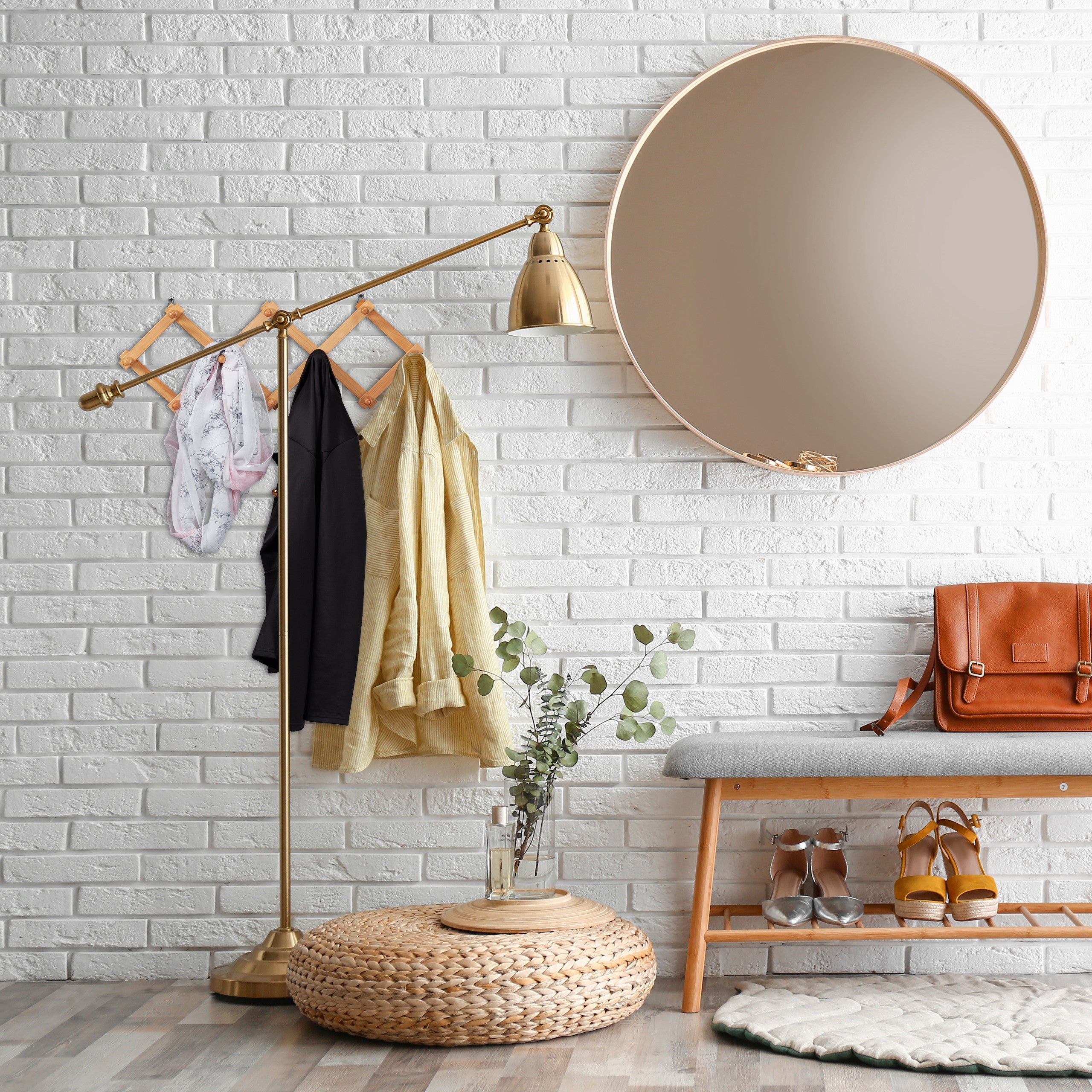 Set Percheros Pared Extensibles, Colgador Recibidor Madera