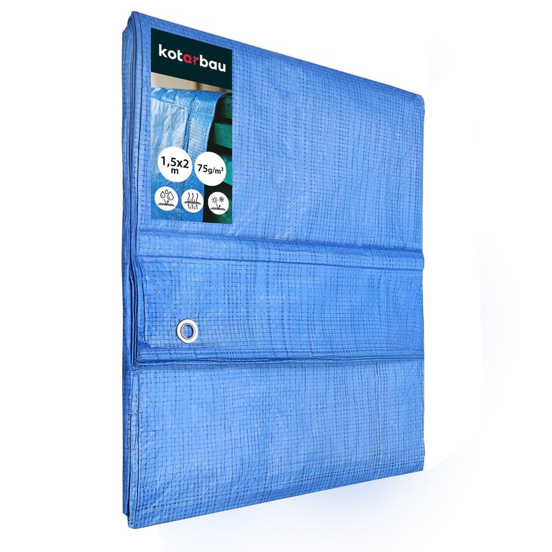 Plandeka 1,5x2 niebieska ochronna płachta wzmacniana płachta mrozoodporna - KOTARBAU