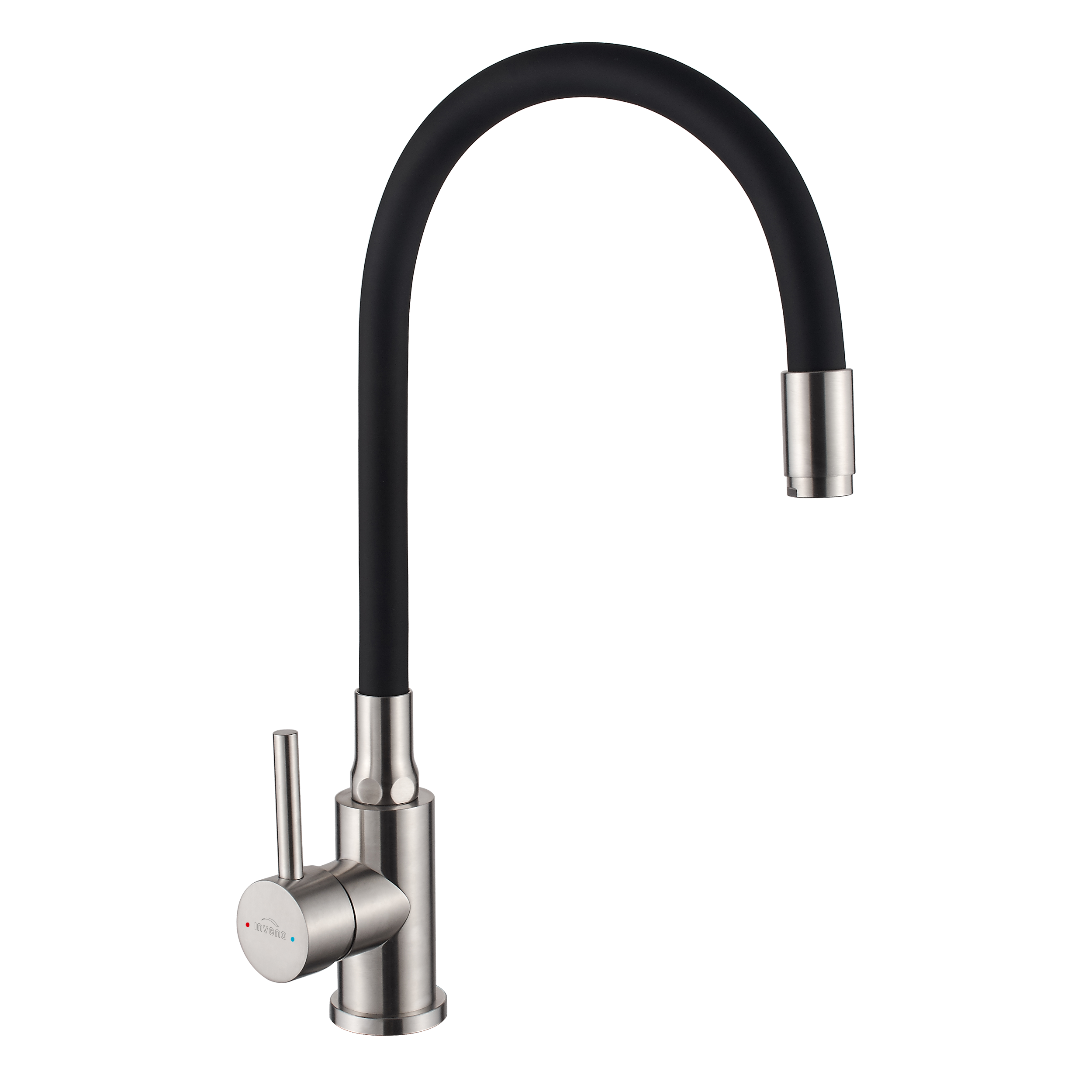 Bateria kuchenna Invena Efi z elastyczną wylewką, inox / czarny