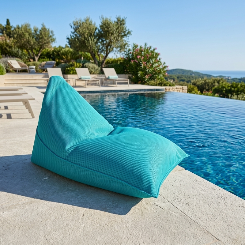Pouf piscine XL flottant 140x120x90 cm extérieur piscine terrasse jardin SANS billes bleu (LBF140120-4) - 3