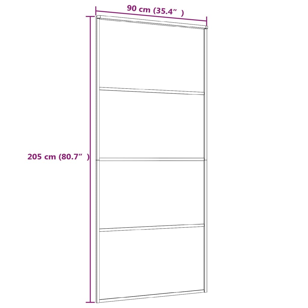 Puerta corredera | Puerta de la cocina ESG vidrio y aluminio 90x205 cm negro CFW31234 - 5