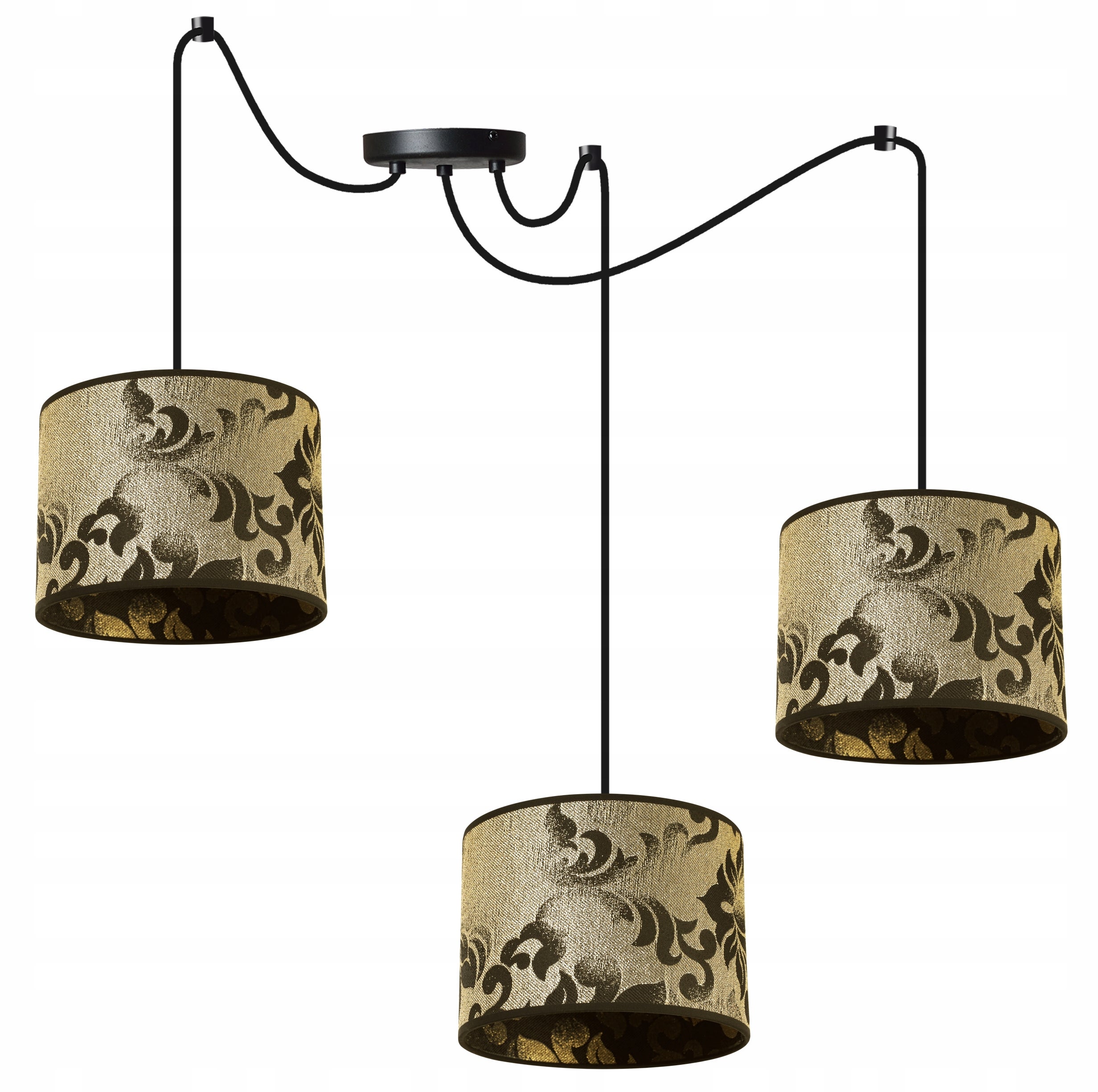Lampa sufitowa wisząca modern Werona 3xE27 klosz owalny wzorzysty złoty/czarny Light Home LH
