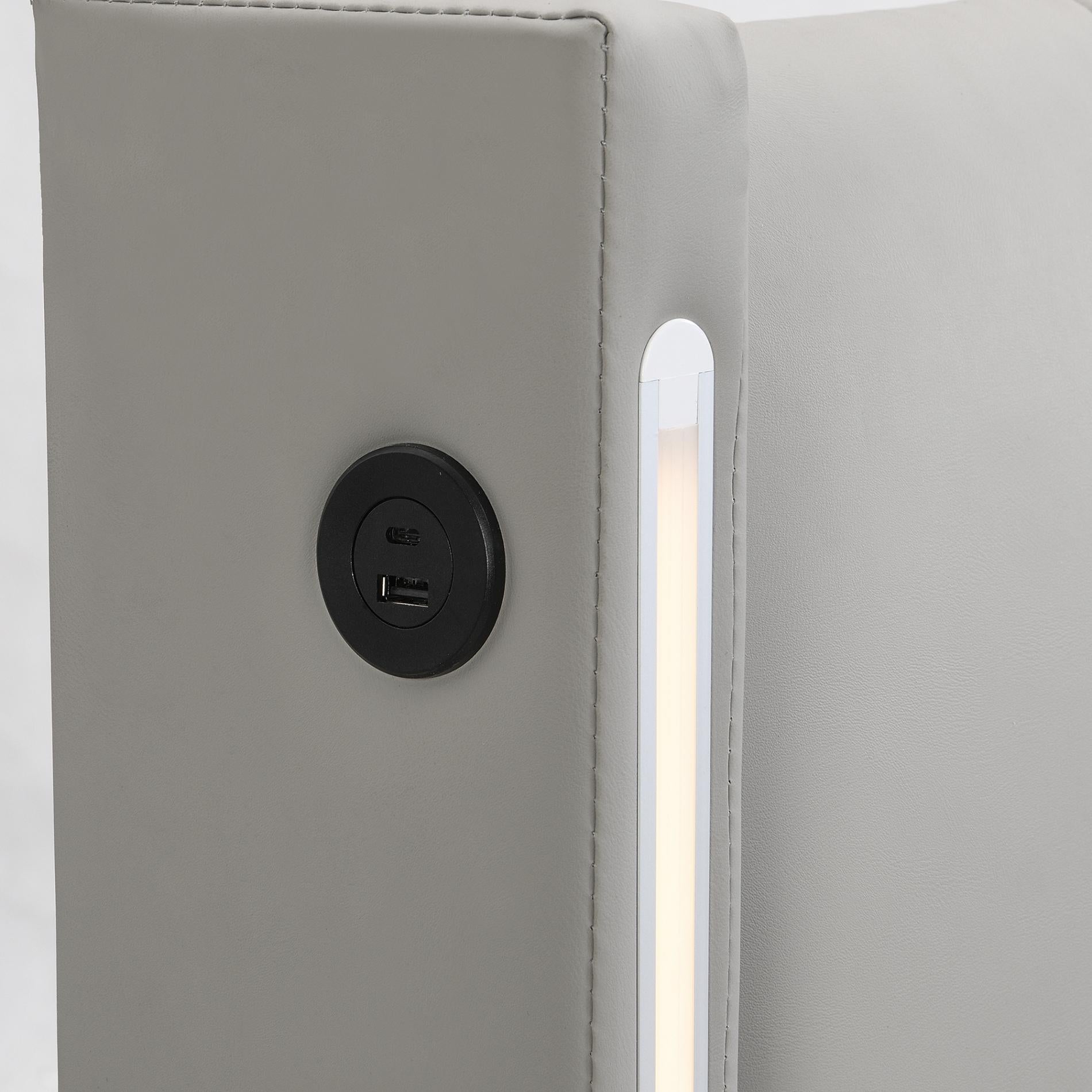 Lit Multifonctionnel LED avec USB Rechargeable, 180*200cm, Éclairage LED et Tête de Lit Réglable en PU Étanche, Lit Hydraulique avec Rangement - 8