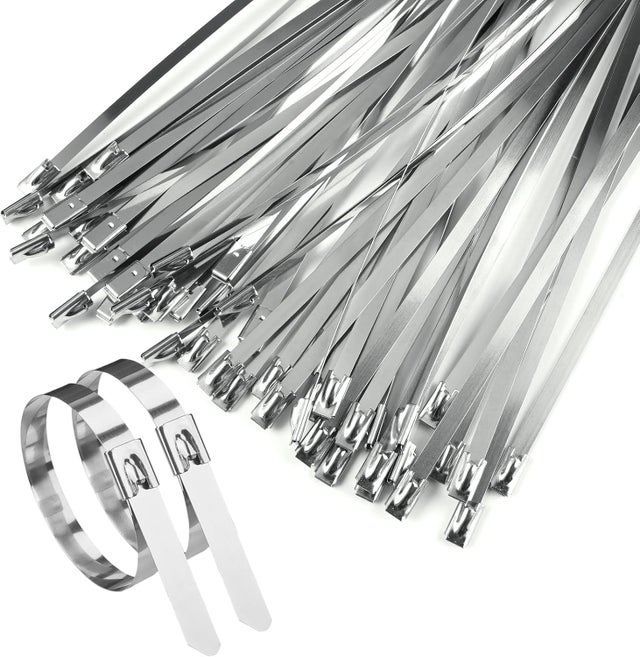 50 bridas de acero inoxidable, 500 x 4,6 mm, multifuncionales, para enrollado y mantenimiento de cables de escape.