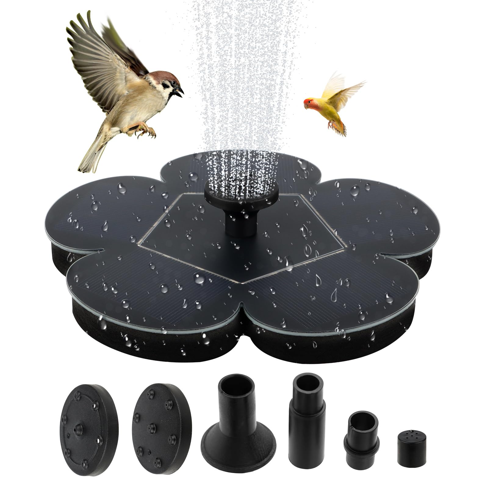 Fontanna solarna zewnętrzna W z dyszami pompa solarna do oczka wodnego strumień cm idealna do ogrodu stawu basenu poidełka dla ptaków czarna