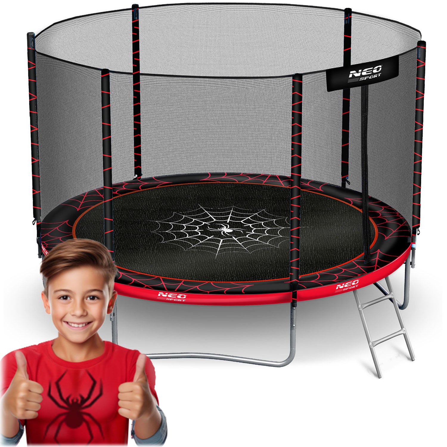 Trampolina ogrodowa dla dzieci pająk 183cm 6ft + drabinka siatka zewnętrzna Neo-Sport