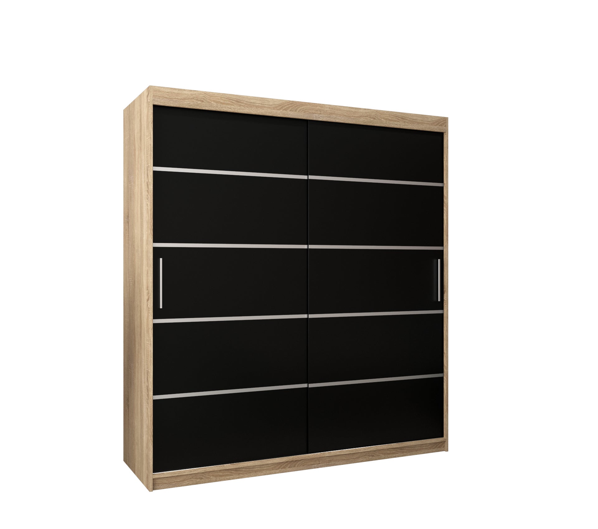 Szafa przesuwna garderoba Verona 1 180 x 62 x 200 cm Sonoma + Czarny - Abiks Meble