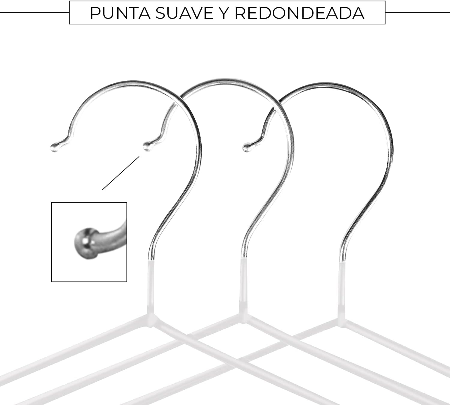 COM-FORT HOUSE | Percha Metal | Color Blanca | Antideslizantes y Resistentes | 24 Unidades - 2