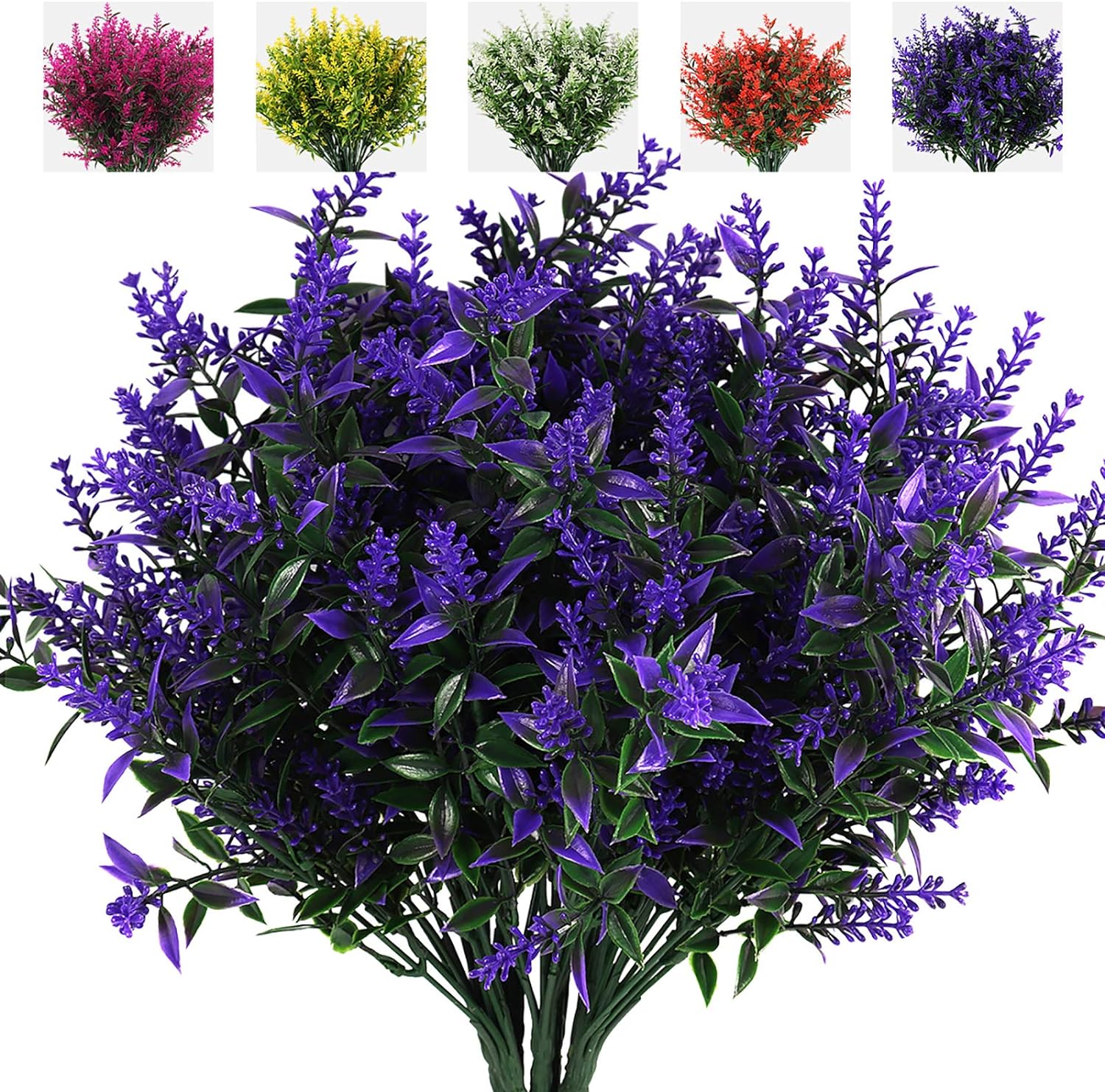 Sztuczne Zielone Liście Lawendy Sztuczne Krzewy Bukietów Odpornych na Promieniowanie Wisząca Donica Flora Dekoracja Wewnętrzna i Zewnętrzna Fioletowy