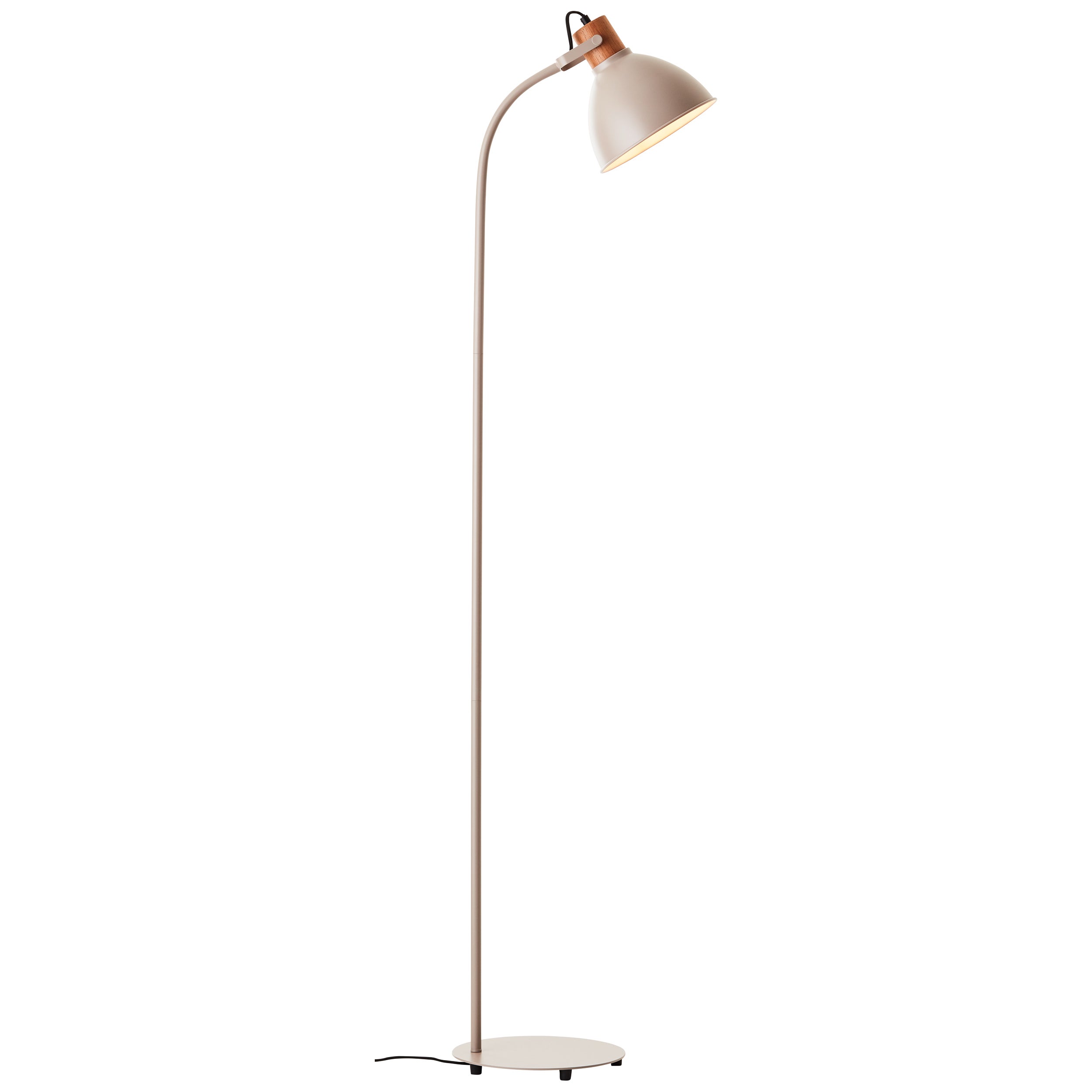 Brilliant Lampa podłogowa Erena 1.5m taupe metal/drewno włącznik nożny 1x A60, E27, 40 W, pasuje do zwykłej żarówki (brak w zestawie)