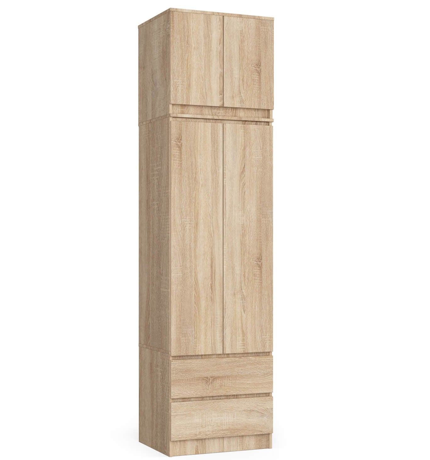 Szafa AKORD S60 z nadstawką Dąb Sonoma 60 cm 2 drzwi 2 szuflady kolor Dąb Sonoma mat 3 półki 60x51x234 cm