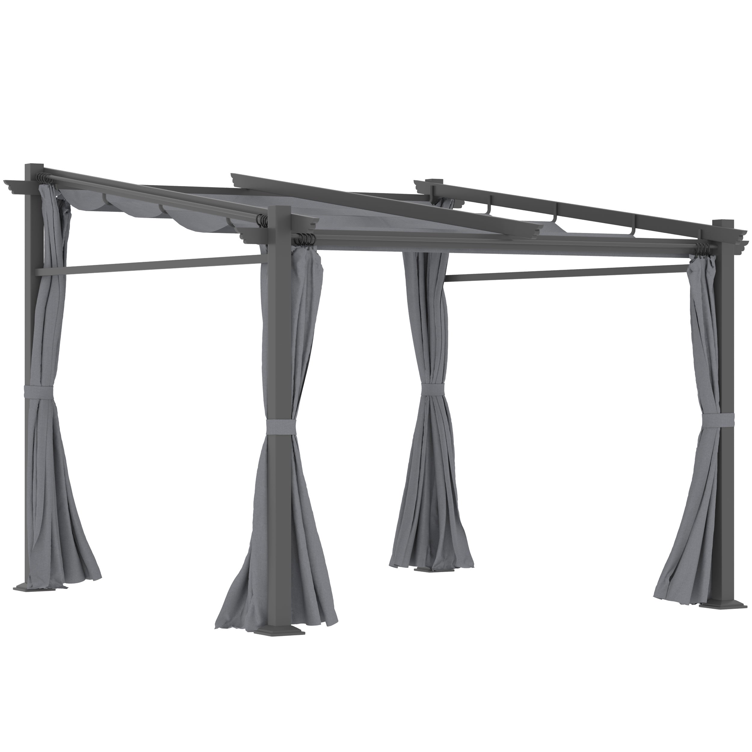 Pergola gri închis 2.97x2.95 m cu trapă și părți laterale, pentru amenajarea și utilizarea practică a spațiilor exterioare