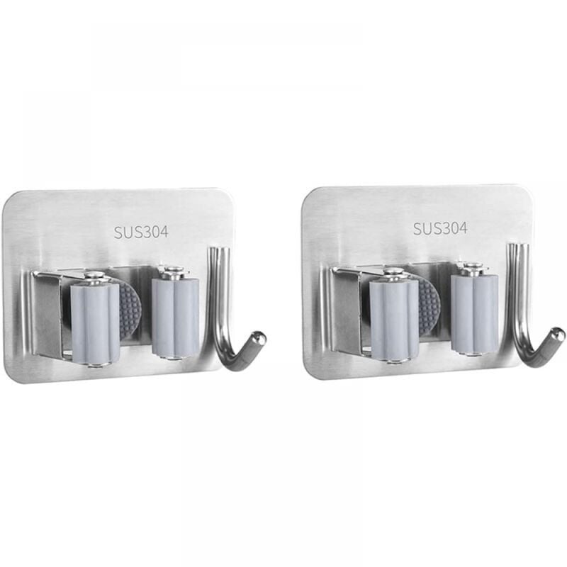 Zestaw 2 uchwytów ściennych ze stali nierdzewnej z haczykiem do kuchni, łazienki i ogrodu.
