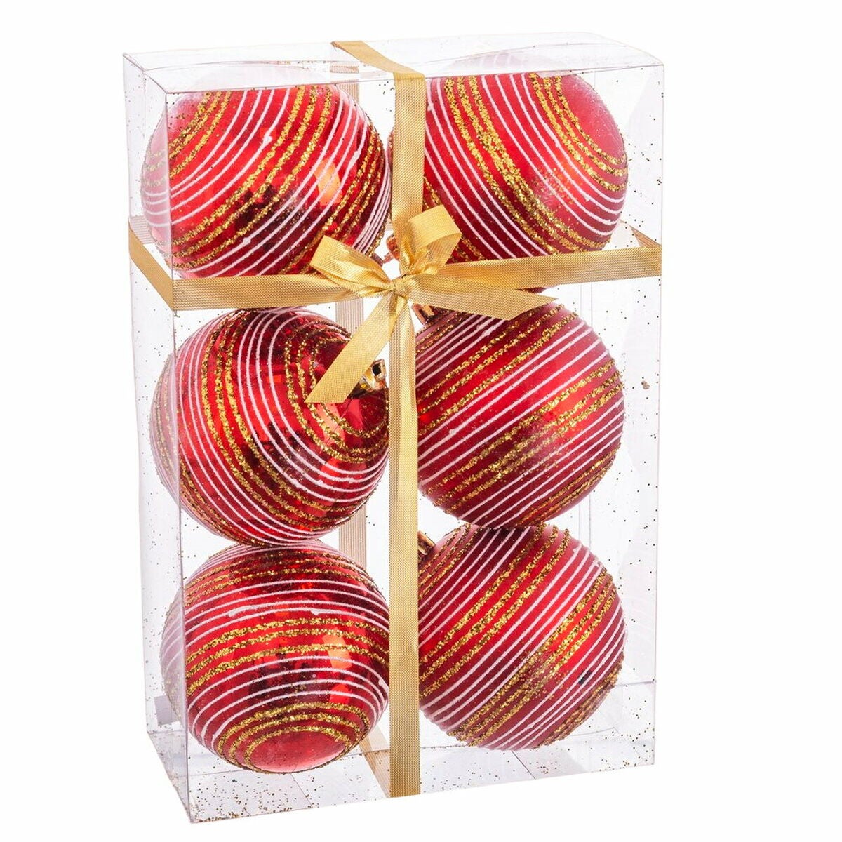Bolas de Navidad Rojo Plástico Espiral 8 x 8 x 8 cm (6 Unidades ...