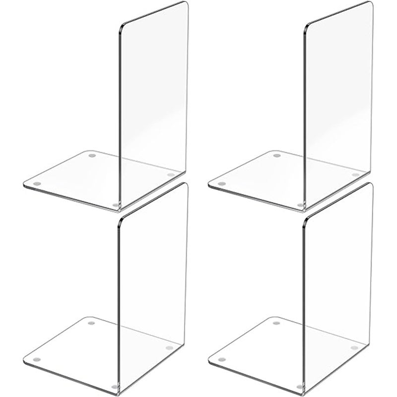 Katmerio 4 Pcs Serre-Livres Acrylique Transparent - Bureau & Bibliothèque