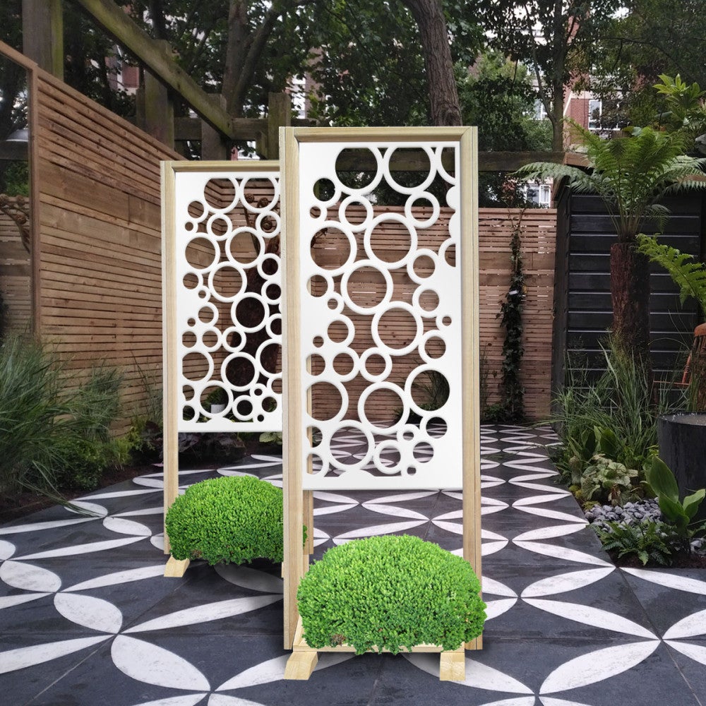 CIRCLE - Separè - Wolnostojący modułowy ekran - 70x190 cm - Wykonany z drewna i PVC, kolor wewnętrzny BIAŁY