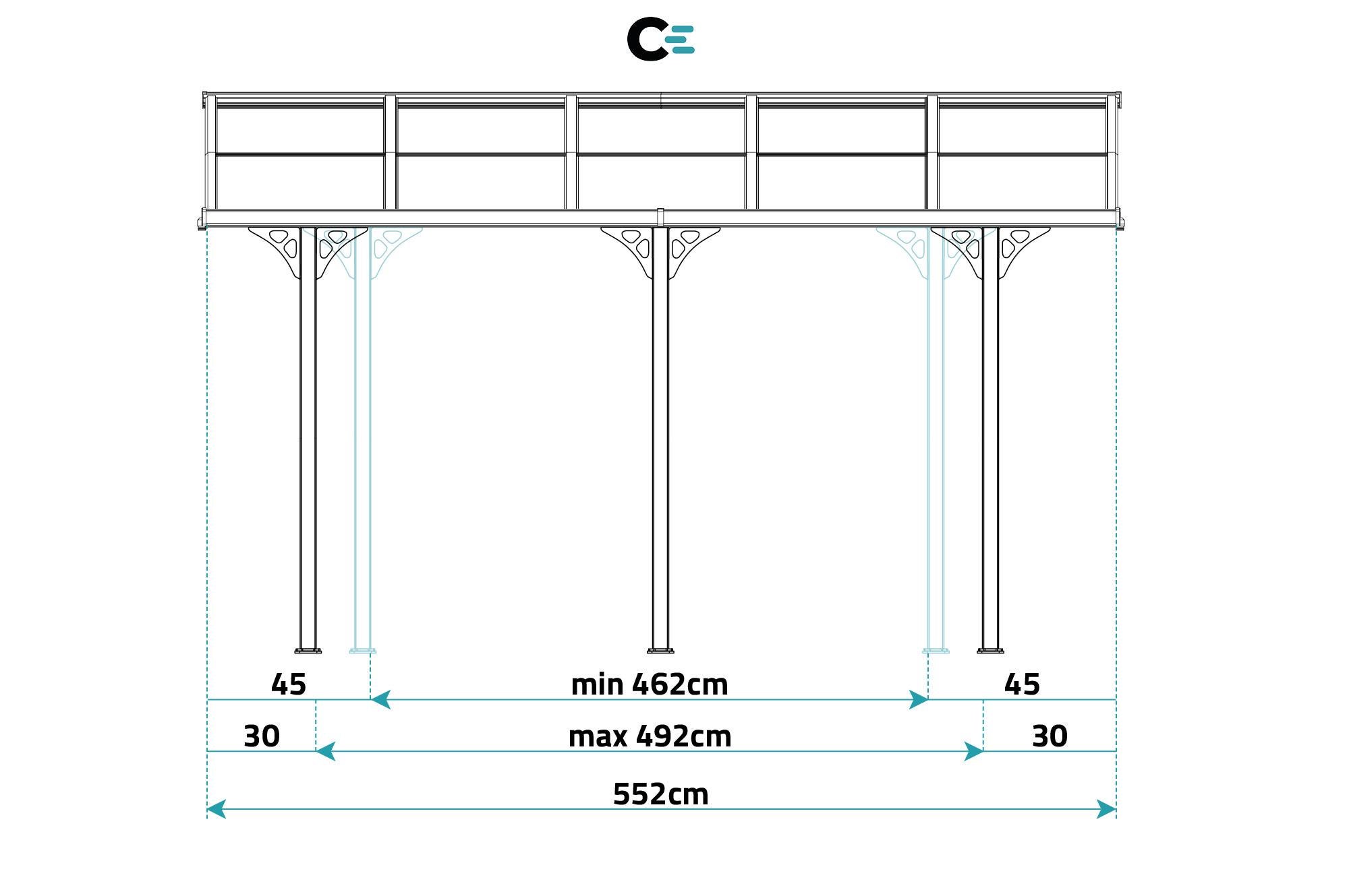 Pergola adossée Blanc en Aluminium 16.5 m² - 9