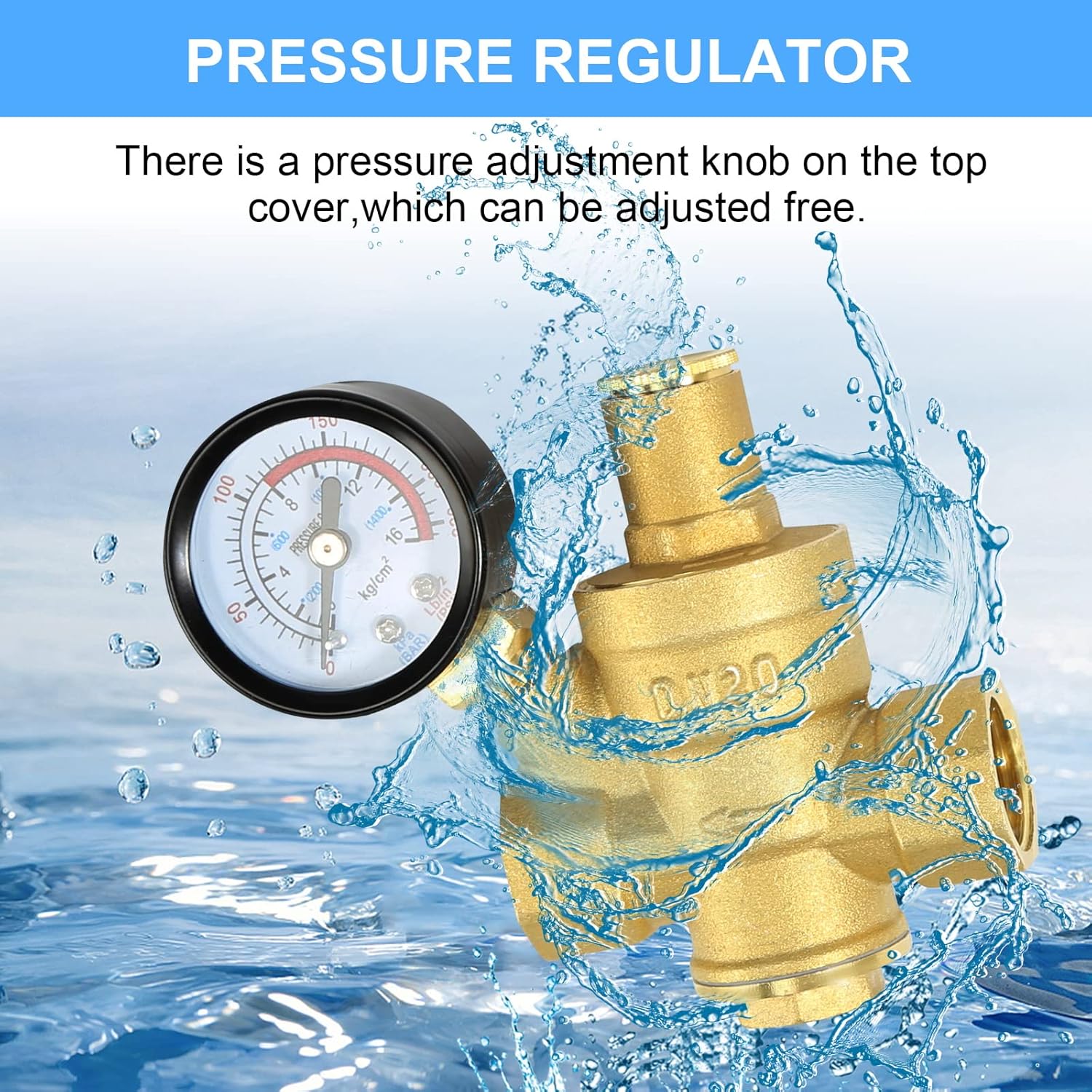 Reducteur de Pression eau DN20 3/4 Pouce Avec Manometre Pression eau, Fabriqué 100% en Laiton de Haute Dureté, Réducteur de Pression d'eau - 4