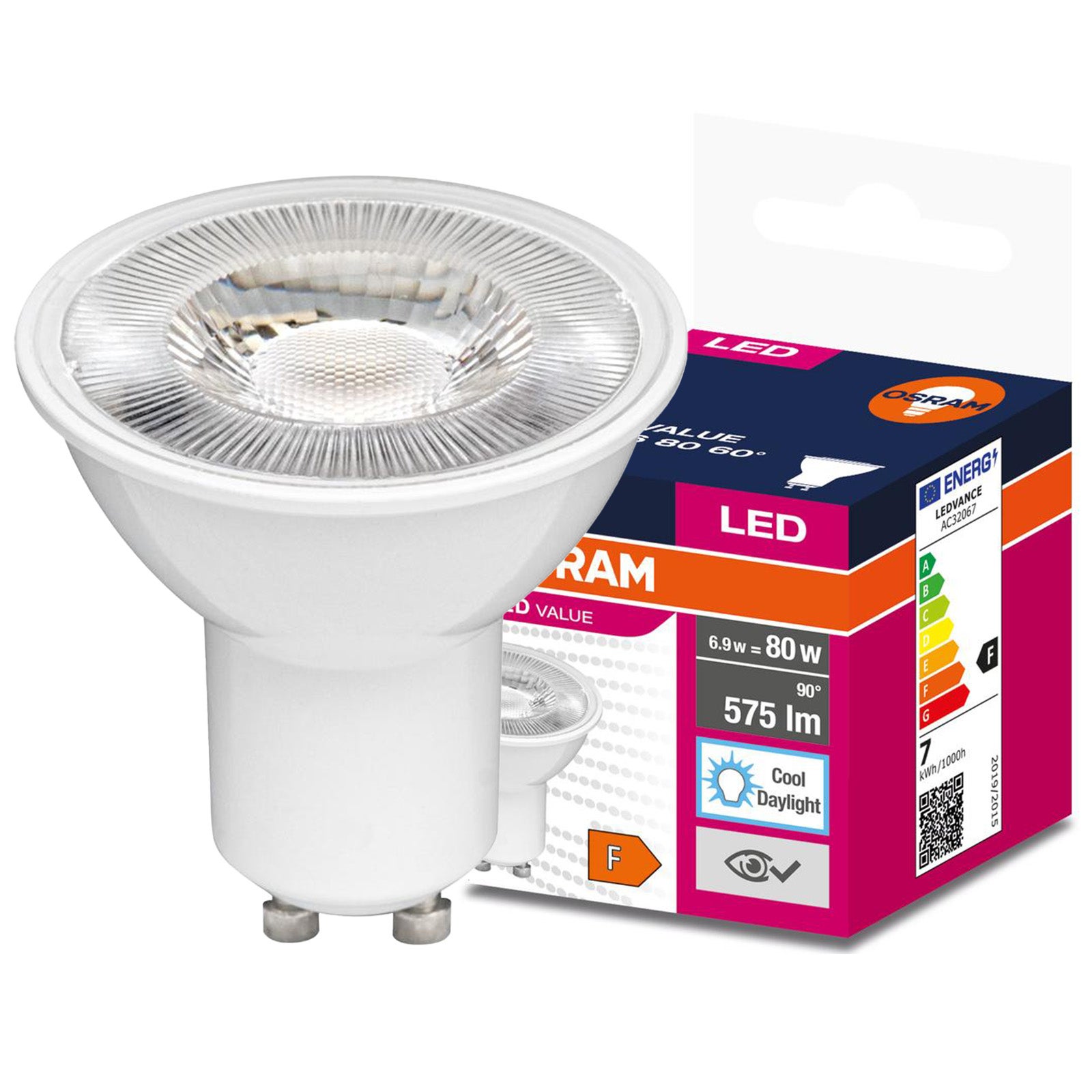 Żarówka LED PAR16 Reflektor GU10 6.9 W = 80 W 575 lm 6500K Zimna biel 60st VALUE Osram