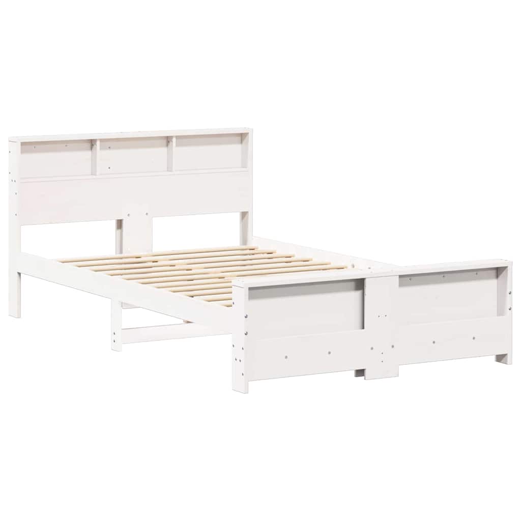 Cadre de lit avec étagère, blanc, en pin massif, 120 × 190 cm - 4