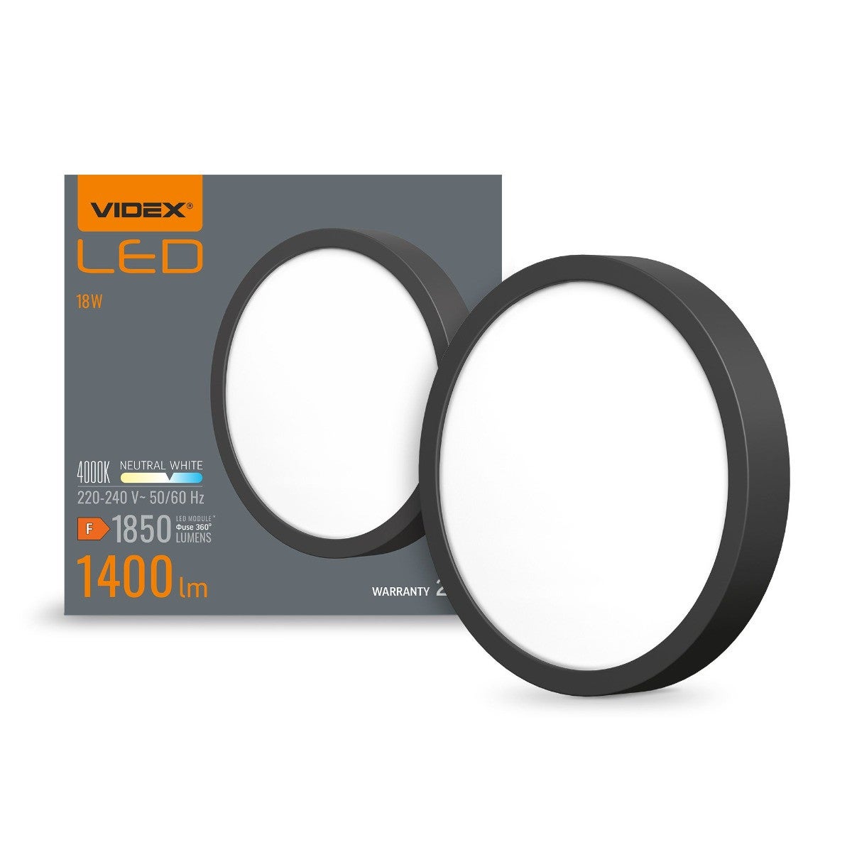 Plafon okrągły LED 15W Zmienna biel 1850lm czarno-biały wym: 2,9 x 19,2 x 19,2 cm Videx