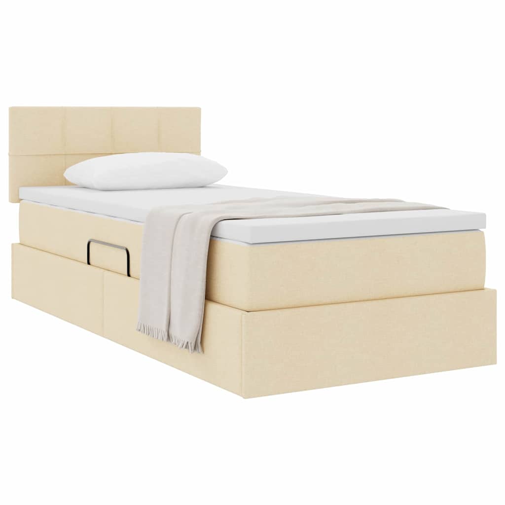 Lit avec rangement et matelas crème 90 x 200 cm velours - 3
