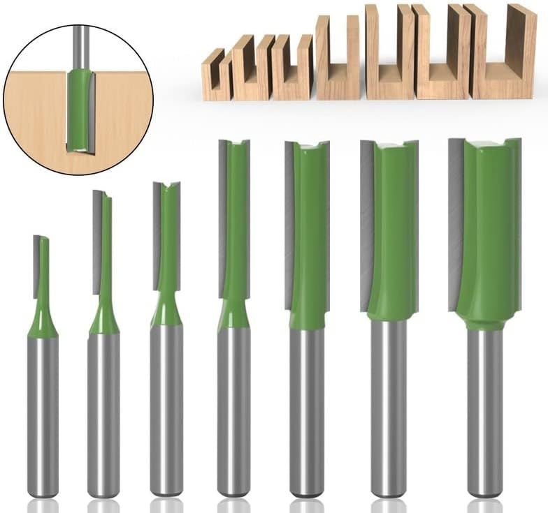 Frez prosty 6 mm, 7 sztuk Wiertła proste do frezarki Zestaw frezów prostych do krawędzi Narzędzia do obróbki drewna