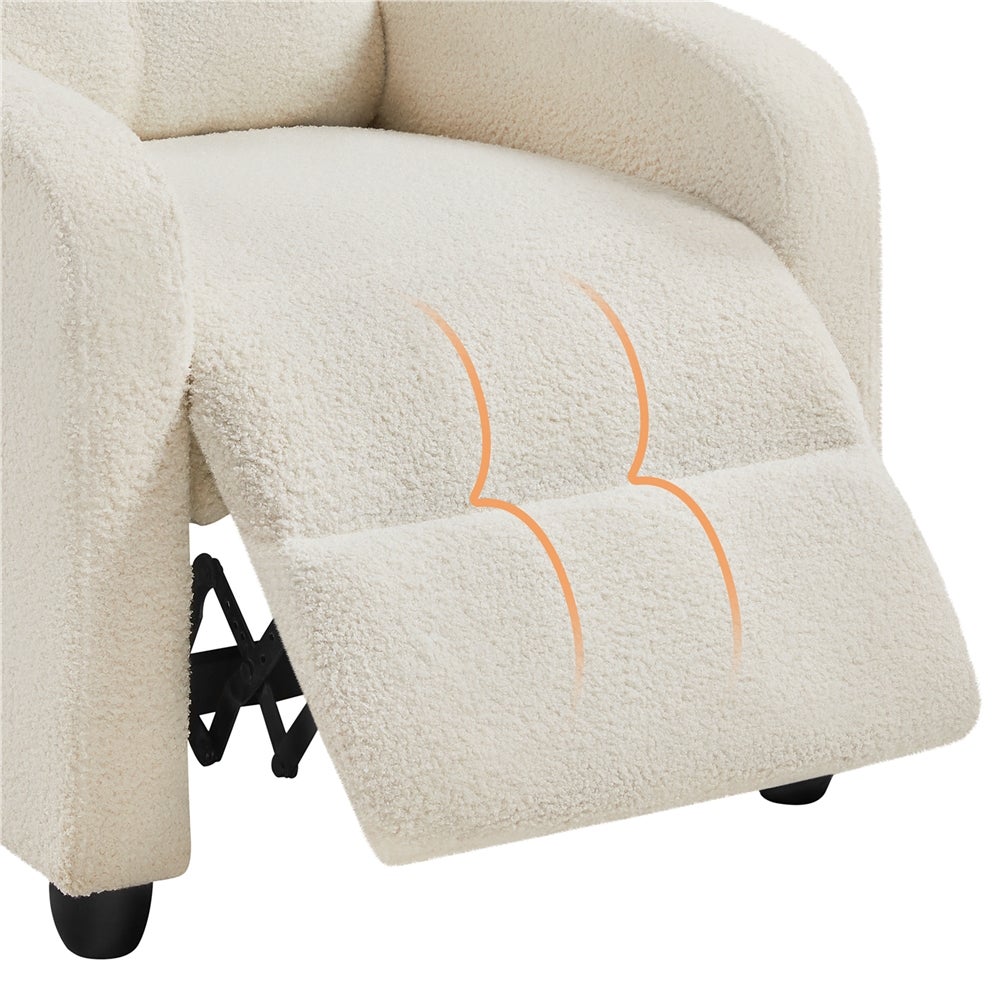 Fauteuil de Relaxation Inclinable en Tissu Bouclette Doux avec Repose Pied, Ivoire Yaheetech - 8
