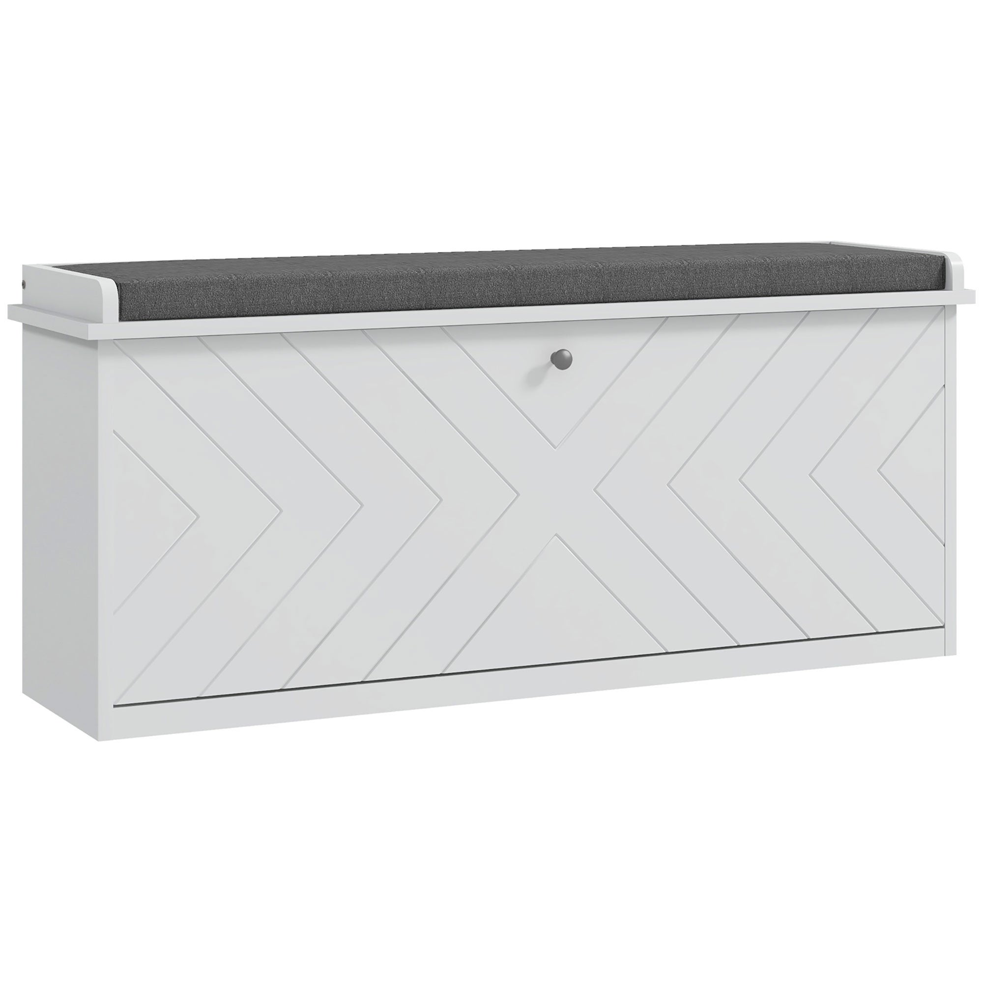 Rangement Banc à chaussures avec tiroir rabattable coussin d'assise et étagère réglable 100 x 26 x 48 cm - blanc - 3