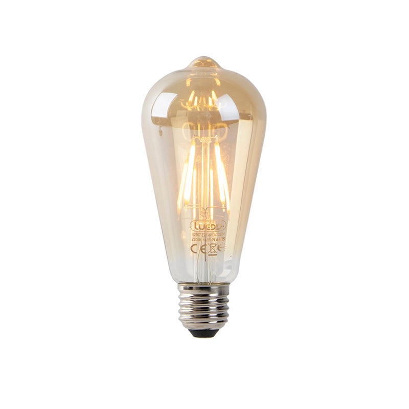 Żarówka LED E27 ST64 złota z czujnikiem zmierzchu 4W 400 lm 2200K