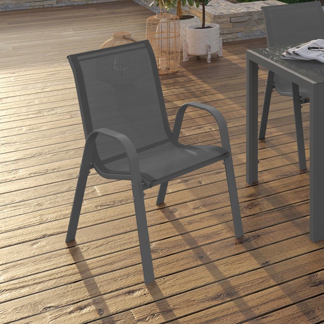 Lot de 4 Chaise de jardin sans coussin LYMA en Textilène Gris