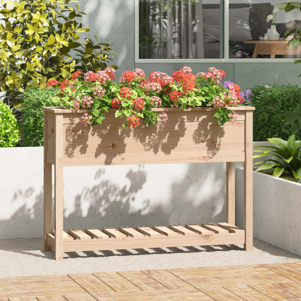 Jardinière avec étagère 111,5x34,5x81 cm Bois massif de pin | Leroy Merlin