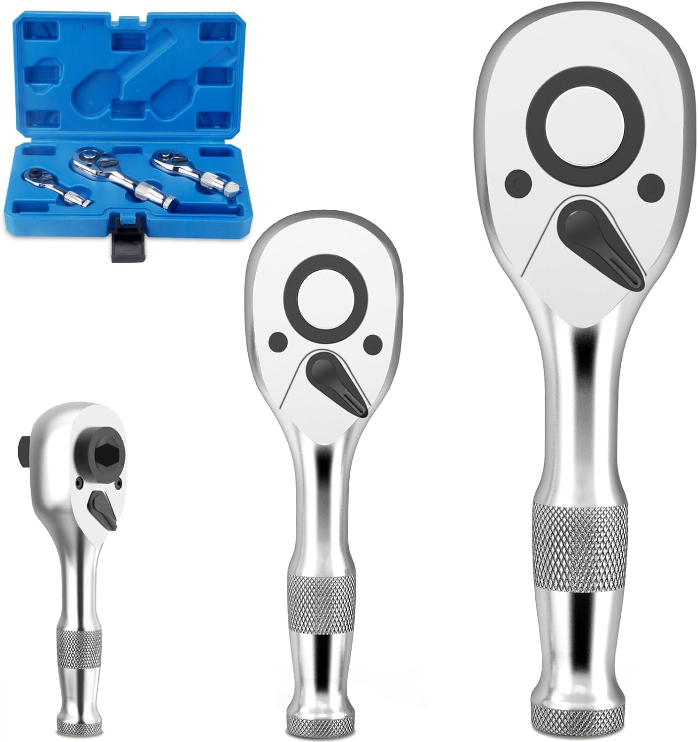3 szt. Zestaw mini-grzechotek dwukierunkowych 1/4'-3/8'-1/2', Klucz grzechotkowy 72 zęby ze stali Cr-V