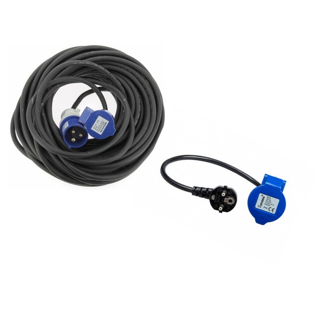 Rallonge électrique 30 Pieds (9m) – Enrouleur 3 Prises – Extérieur – Noir/jaune